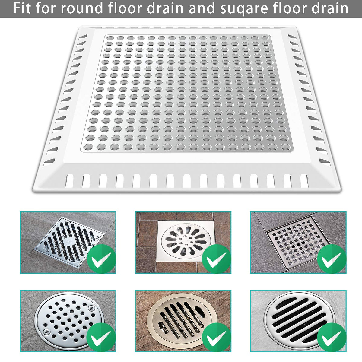 Aojuxix drain cover installed on a bathroom floor drain.
