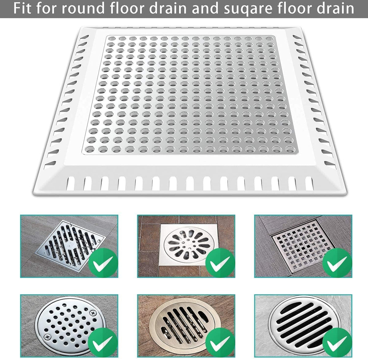 Aojuxix two-pack demonstrates easy, tool-free placement on a shower drain.