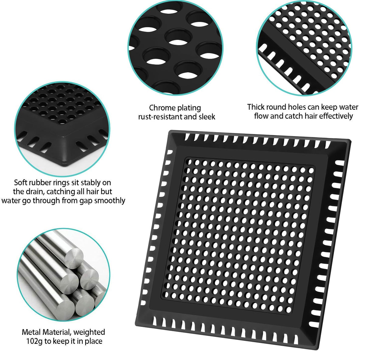 Aojuxix easy-install design placed on a shower drain with no tools required
