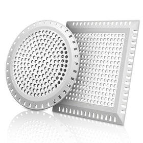 Aojuxix shower drain hair catcher two-pack on drain blocks hair and promotes drainage.