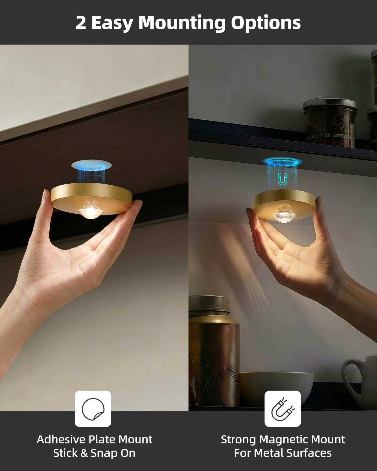 Aokpsrt puck lights offering 3 color temperatures for ambiance