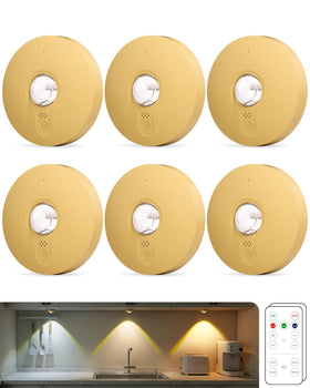 Aokpsrt rechargeable puck lights with remote for cabinet illumination