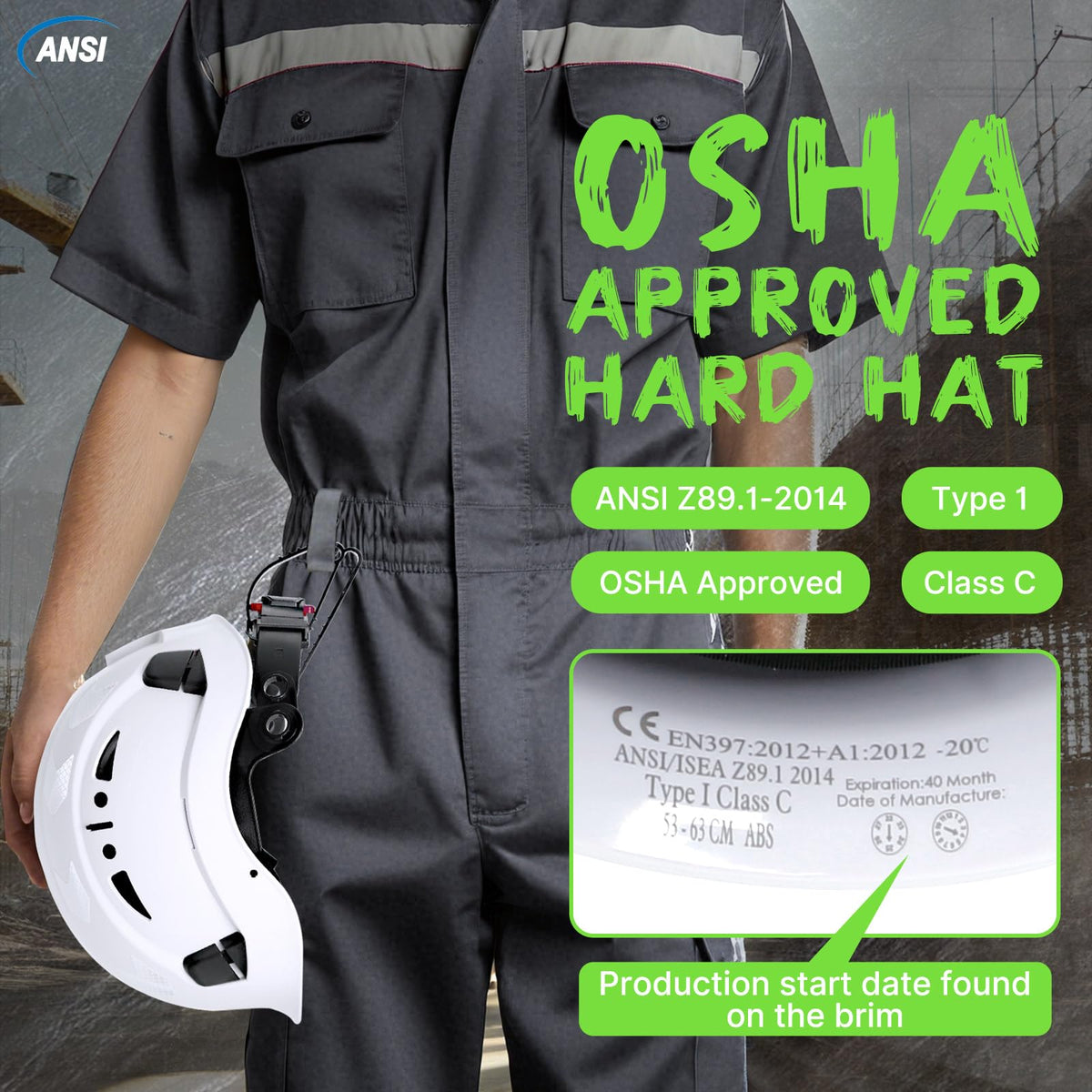 Aolamegs brimless construction helmet for unobstructed sight