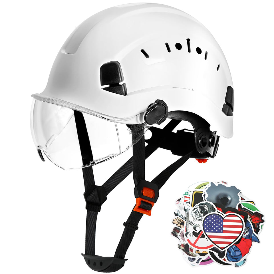 AOLAMEGS construction hard hat with visor offers durable head protection on site
