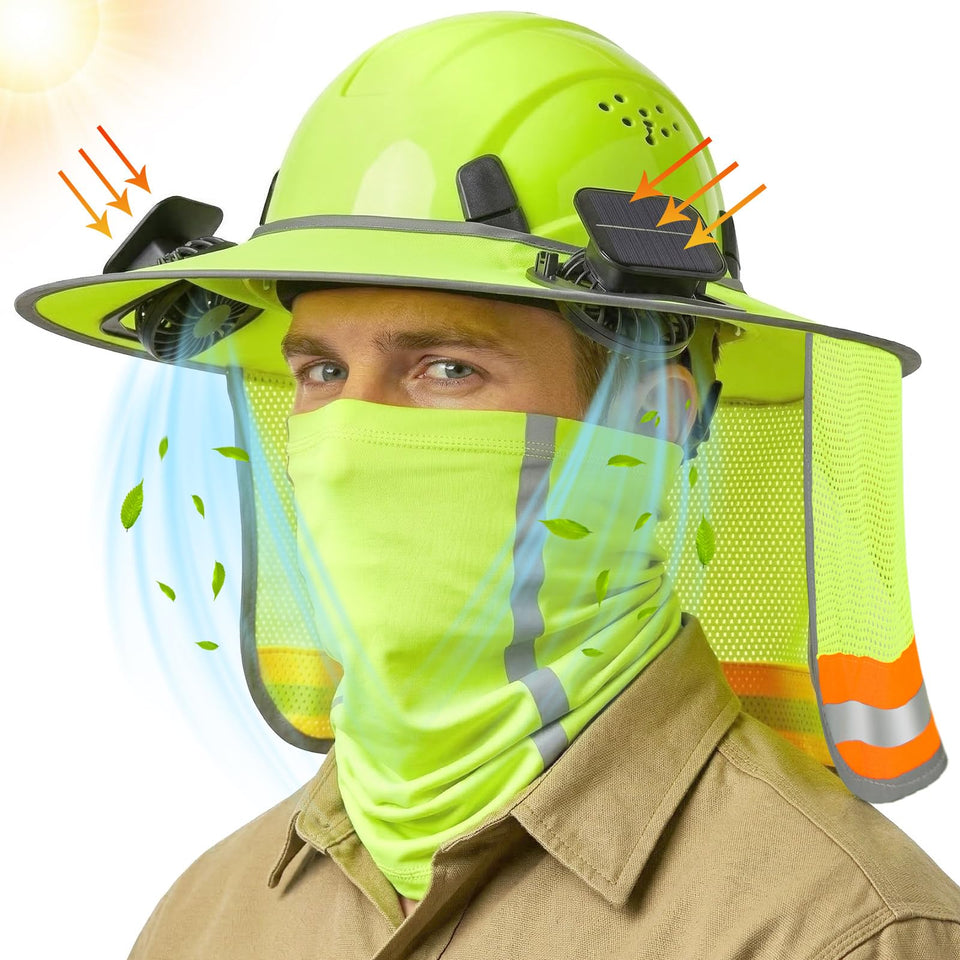 Aolamegs full brim hard hat sun visor shown for outdoor shade and sun protection