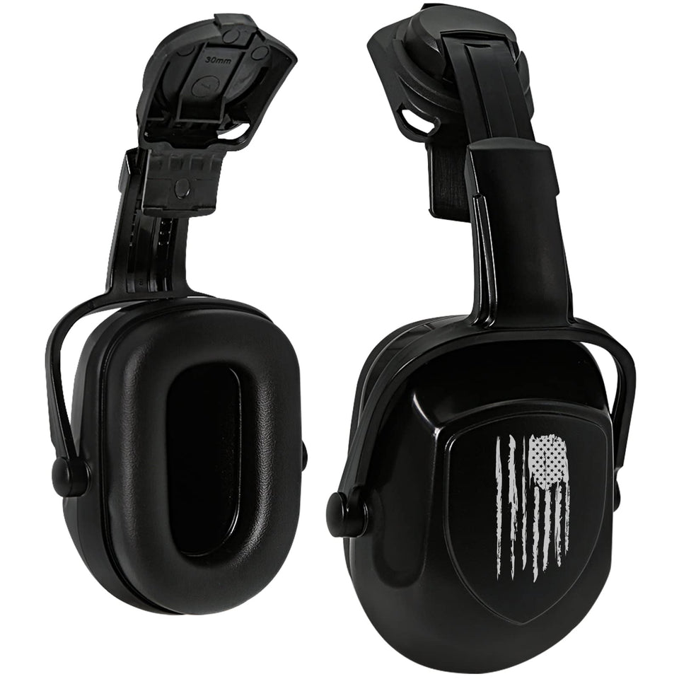 Aolamegs hearing protection earmuffs mounted on a hard hat for reliable workplace safety.