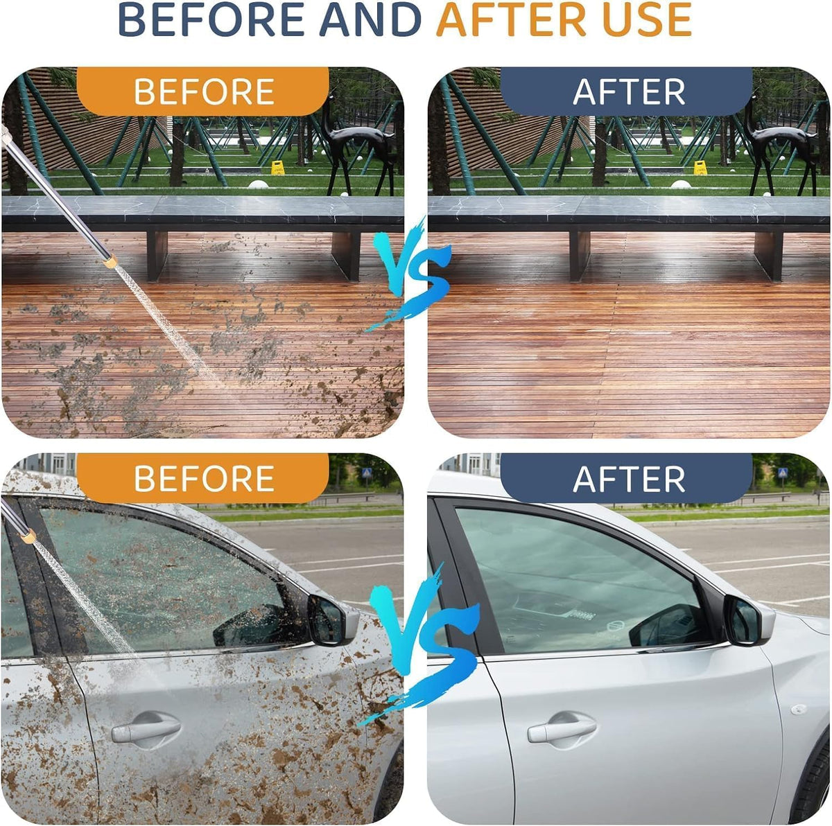 Aoleever cleaning tool used on car, windows, and fences.