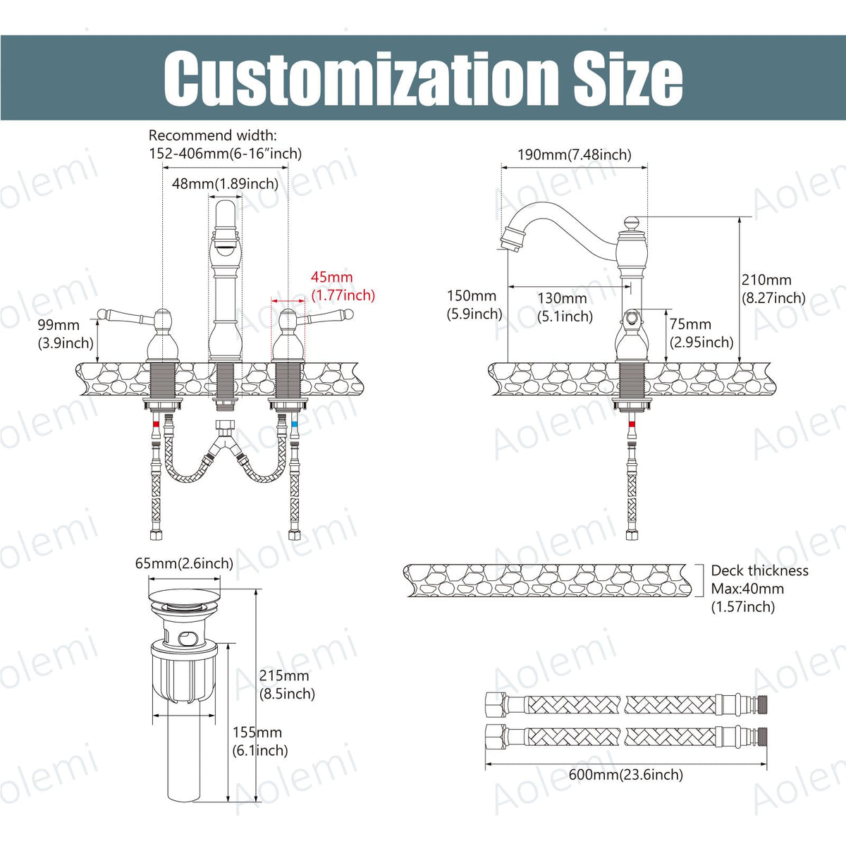 Aolemi 24-inch hoses included simplify under-sink installation.