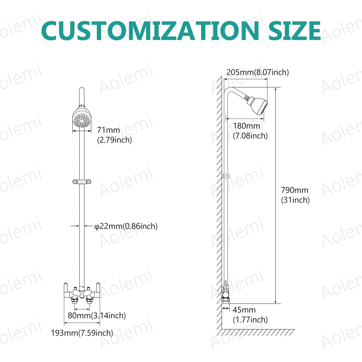 Aolemi 31-inch height shower provides comfortable use for most users.