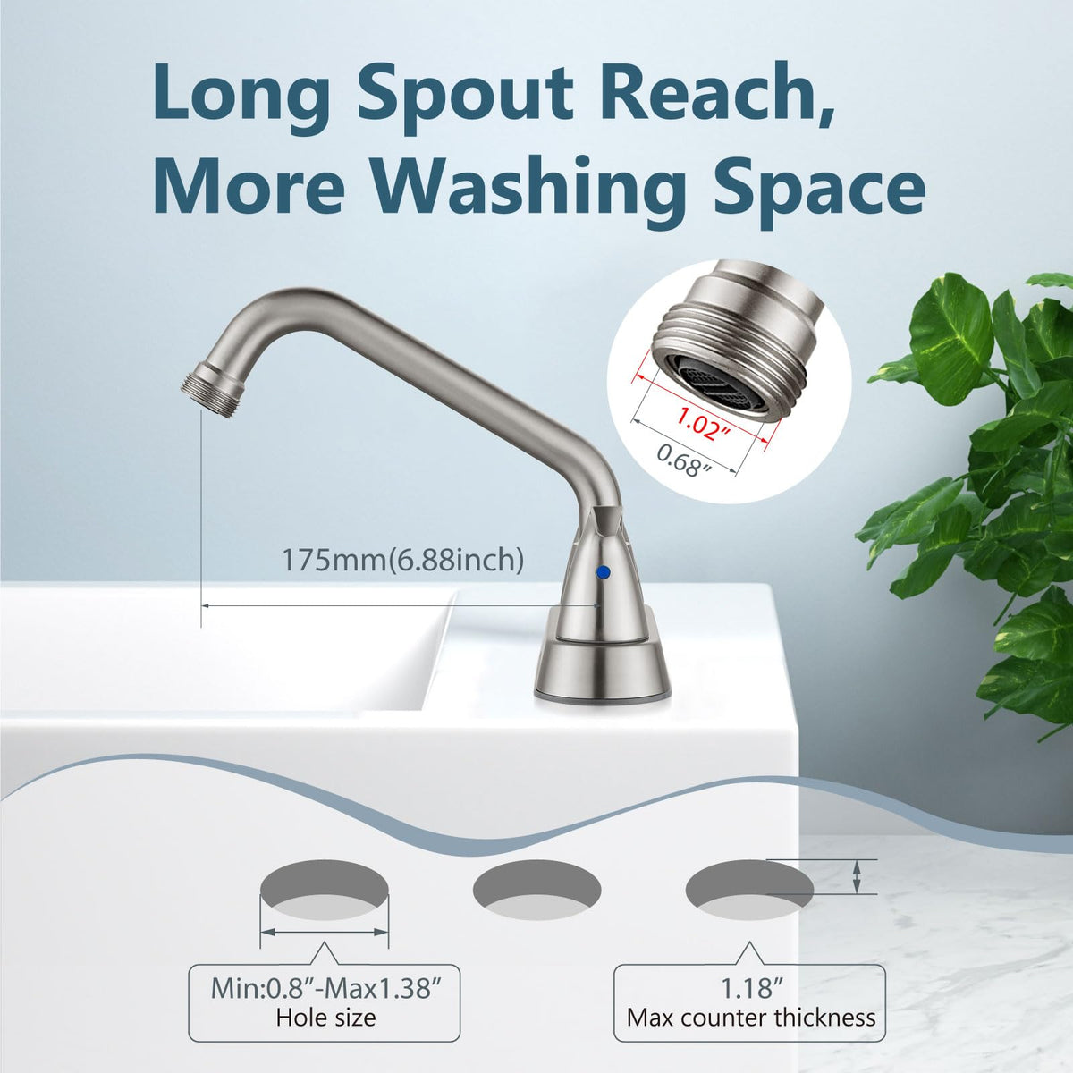 Aolemi 360-degree swivel spout reaches all areas of the sink