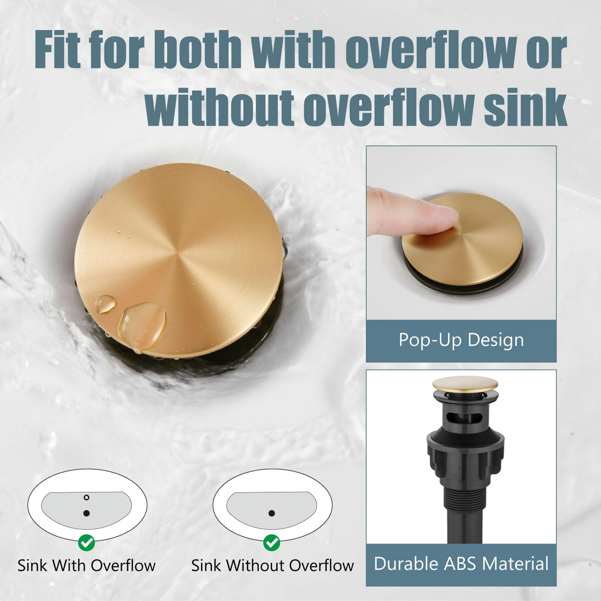 Aolemi 4-inch centerset kit fits 2- or 3-hole sinks with flexible mounting.