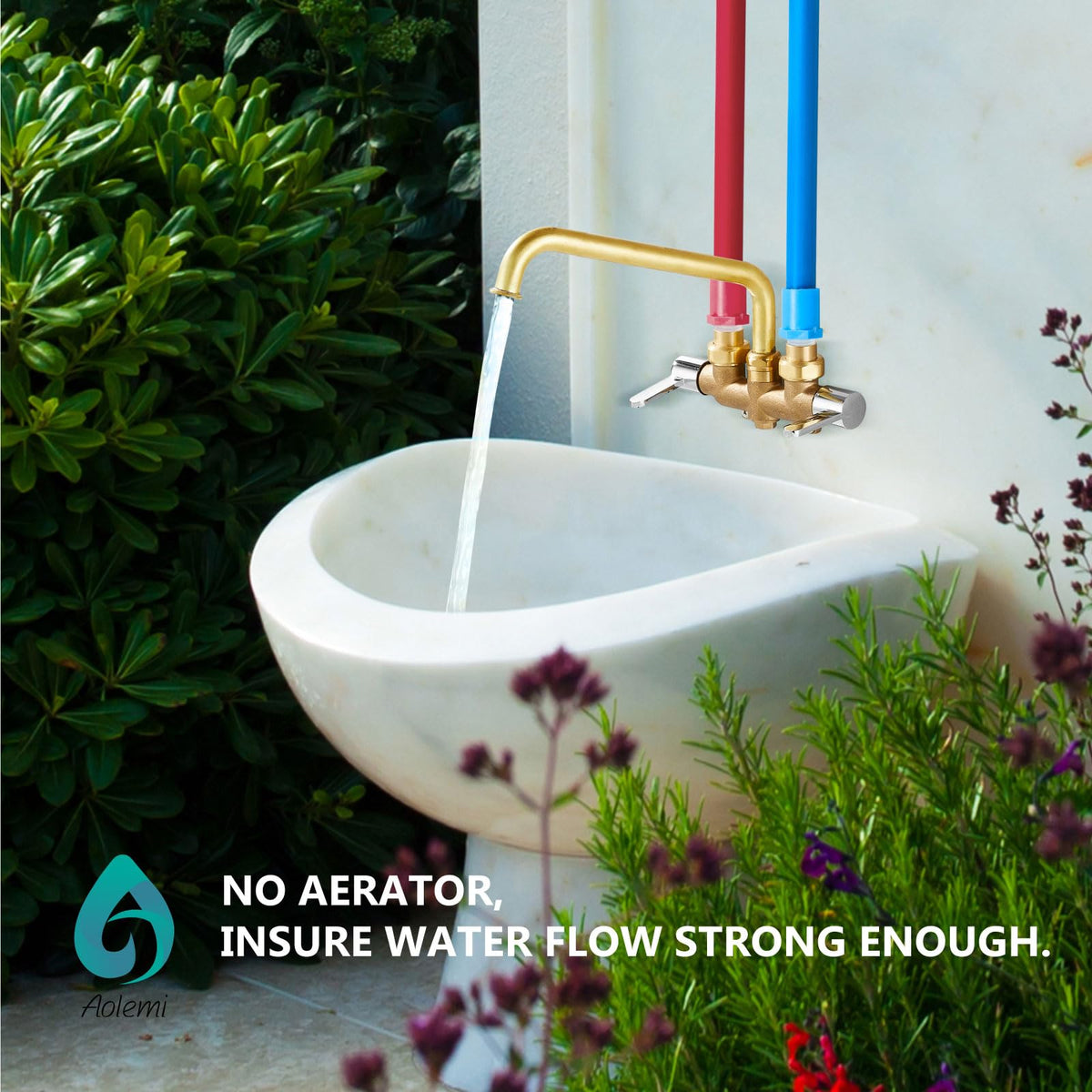 Aolemi 9-inch spout with NPT3/4 thread enables garden hose use.