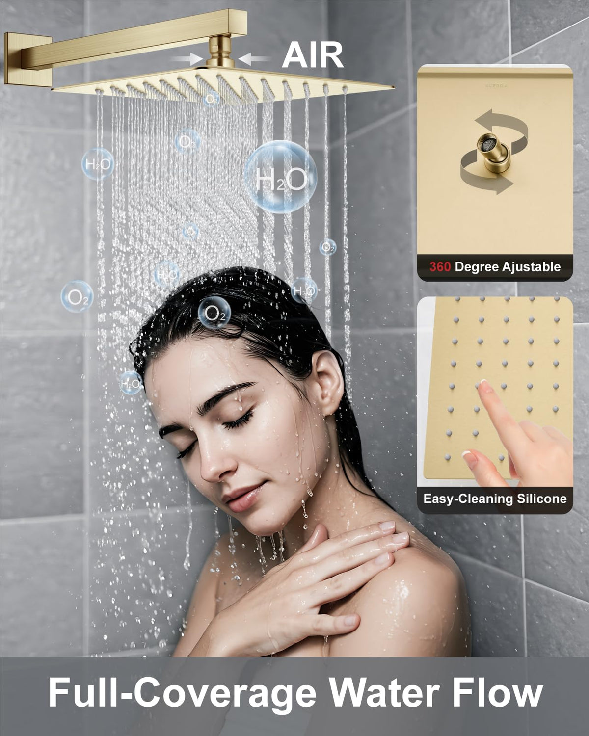Aolemi brushed gold shower set adds elegant durability in humid bathrooms.