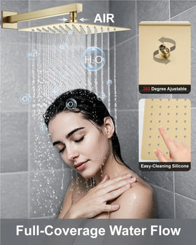 Aolemi brushed gold shower set adds elegant durability in humid bathrooms.