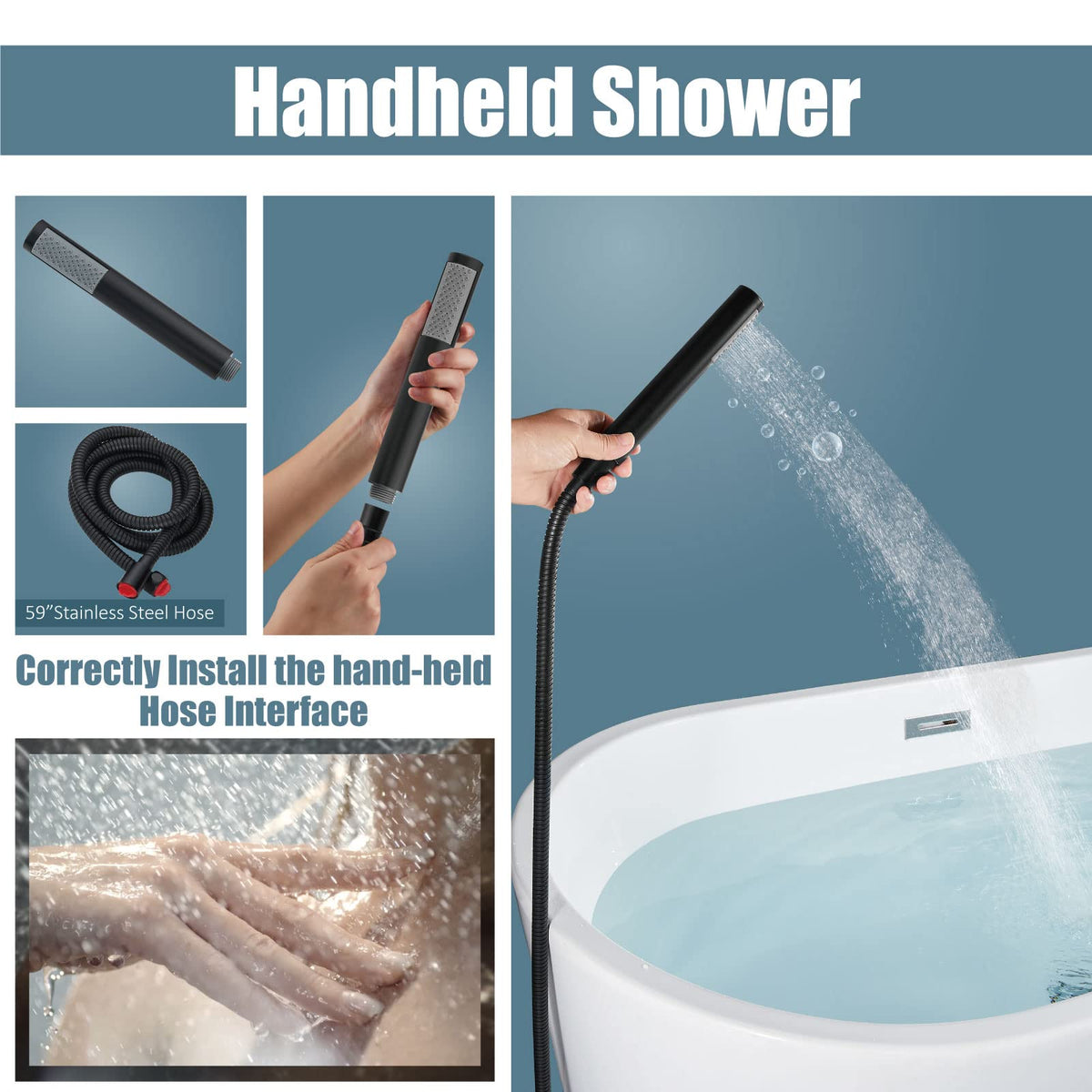 Aolemi diverter knob switches between tub spout and handheld shower