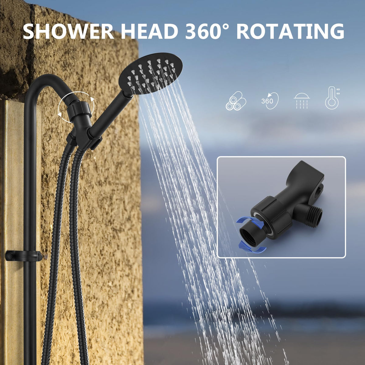 Aolemi dual-handle ceramic cartridge ensures smooth temperature control outdoors.