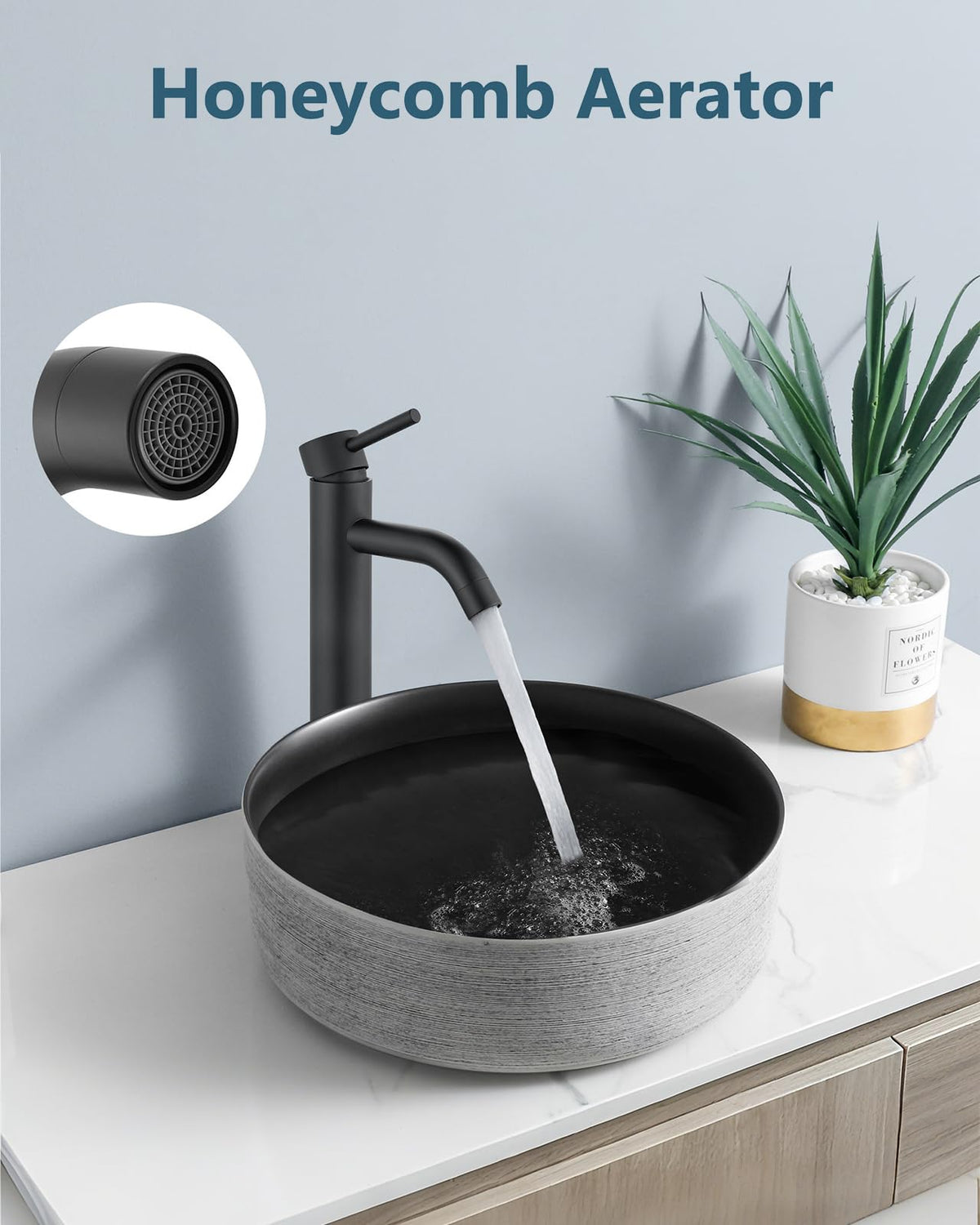 Aolemi vessel faucet with single-handle control for easy temperature adjustment