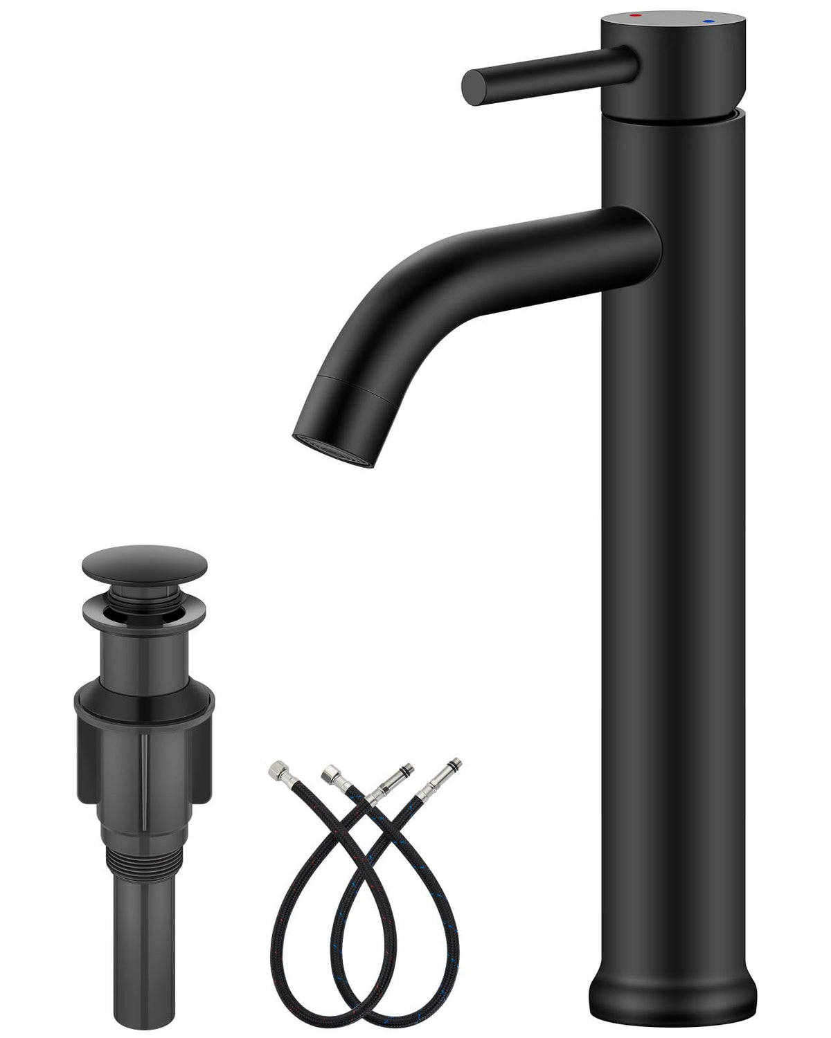 Aolemi matte black vessel faucet tall silhouette enhances modern bathroom design