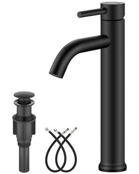Aolemi matte black vessel faucet tall silhouette enhances modern bathroom design