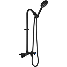 Aolemi outdoor shower with high-mounted handheld and 59-inch hose for easy rinsing.