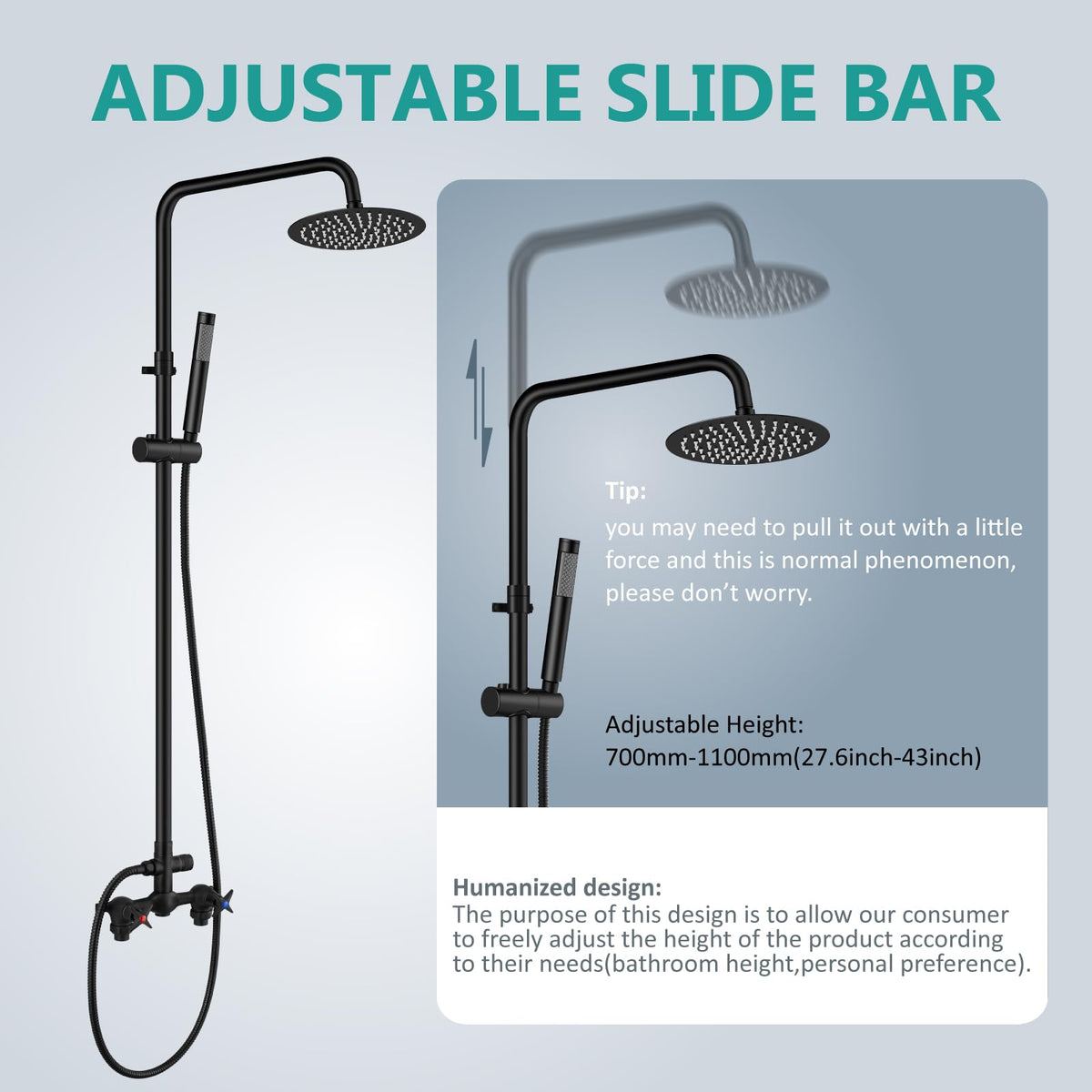 Aolemi matte black finish fixtures blend with exterior décor.