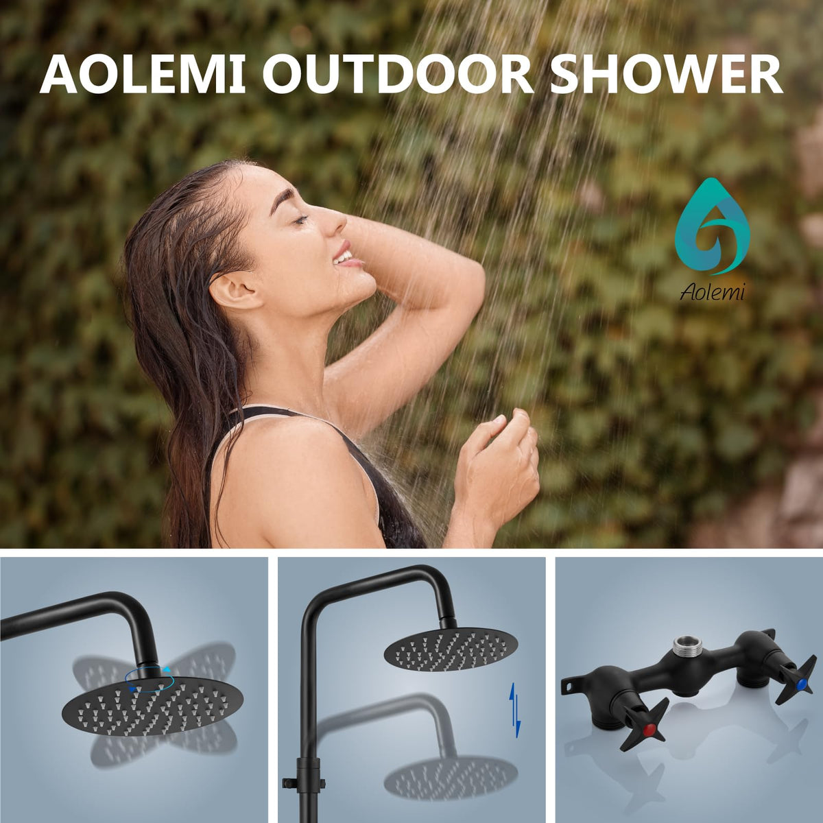 Aolemi matte black finish resists rust for durable outdoor use.