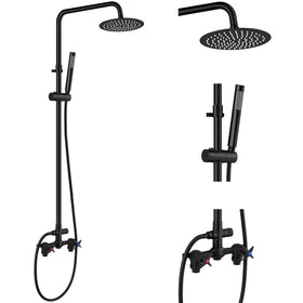 Aolemi Outdoor Shower Kit with overhead rainfall head for refreshing outdoor rinses.