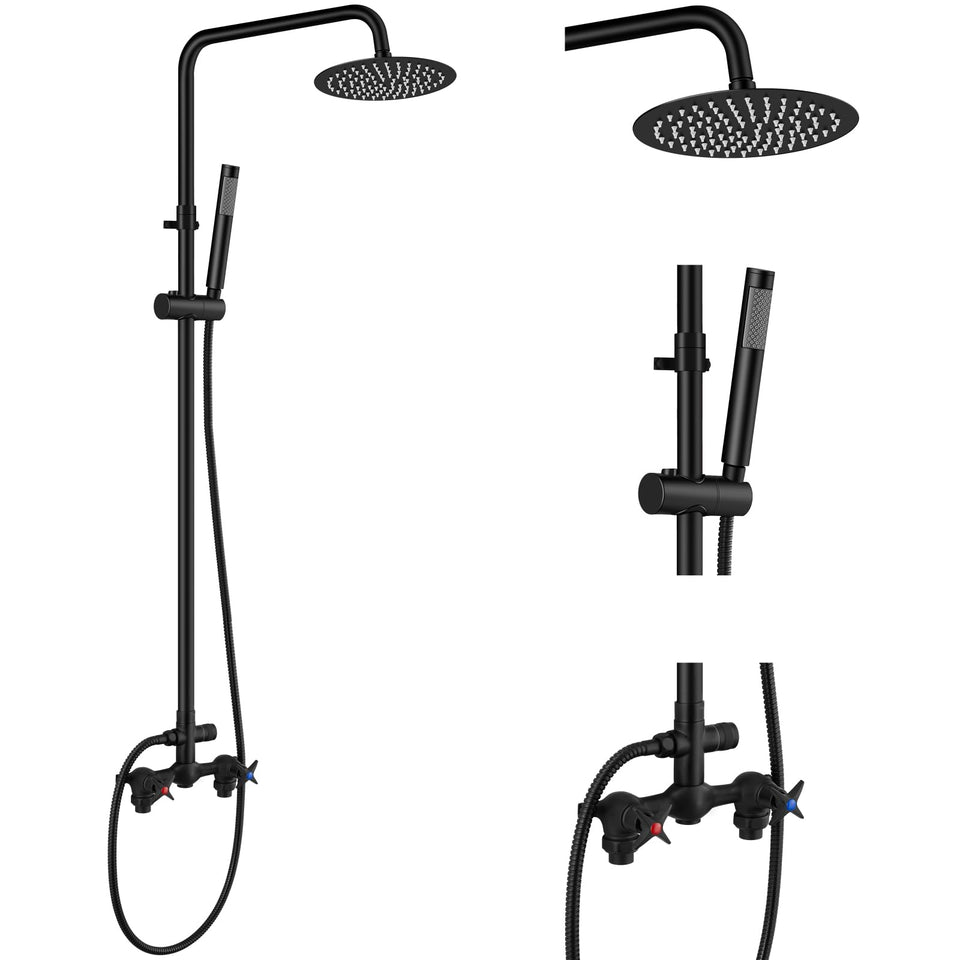 Aolemi Outdoor Shower Kit with overhead rainfall head for refreshing outdoor rinses.