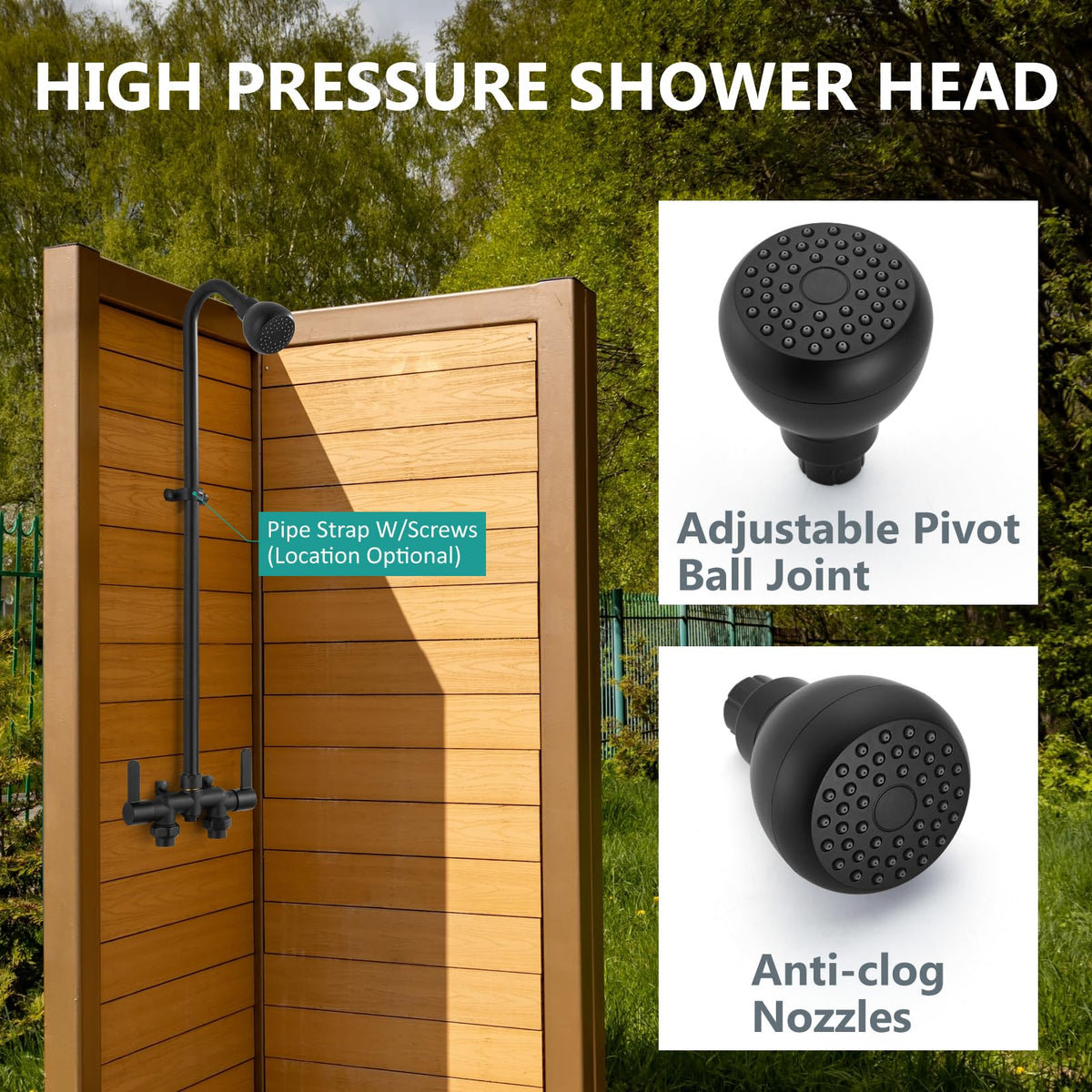Aolemi outdoor shower kit offers durable, weather-resistant performance year-round.