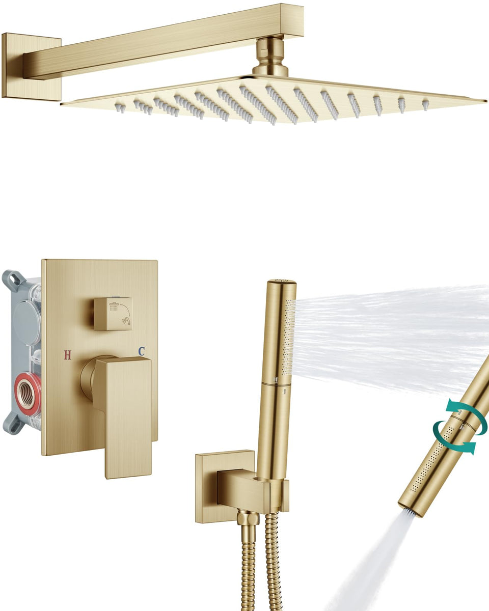 Aolemi rainfall shower head 12-inch delivers wide coverage for spa-like mornings.