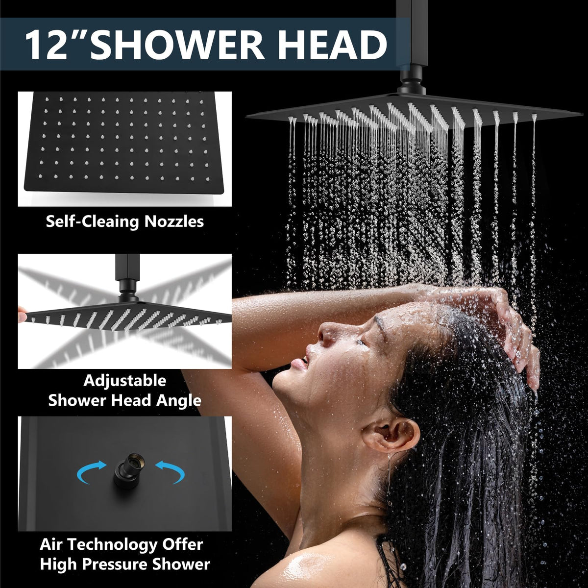 Aolemi shower arm securely supports the ceiling mount for steady water flow