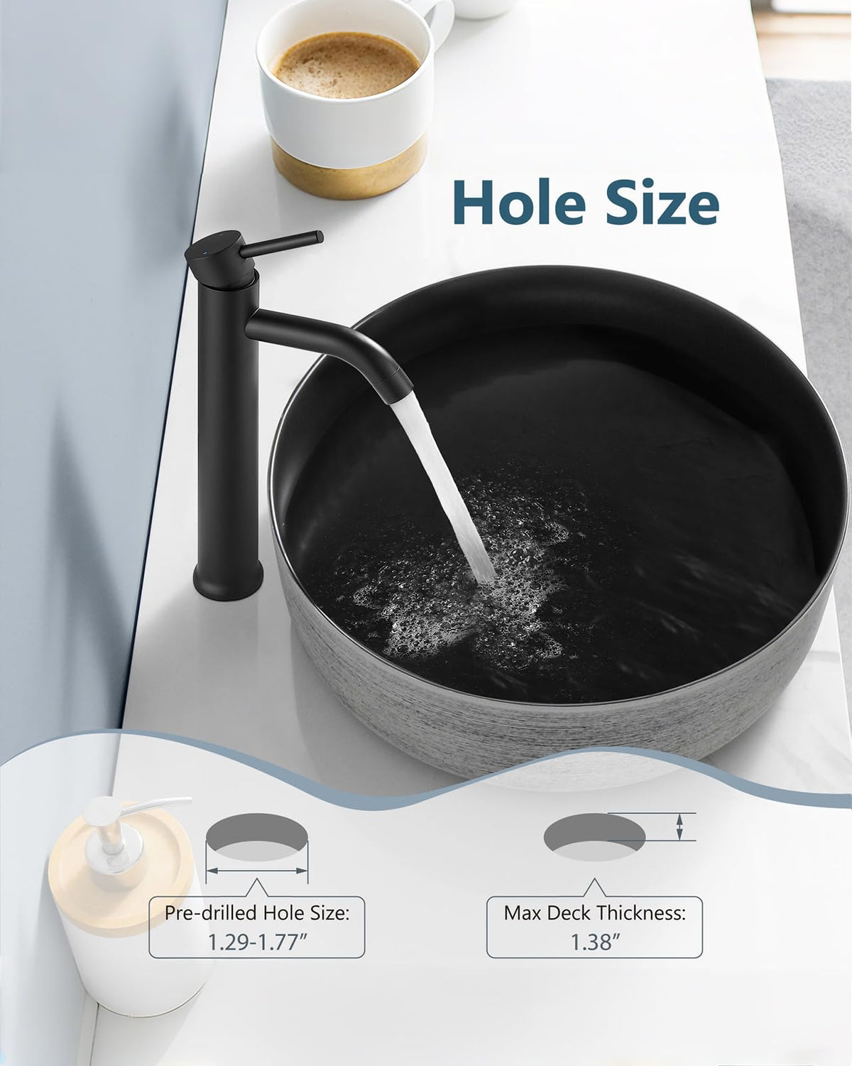 Aolemi pop-up drain included for convenient basin maintenance