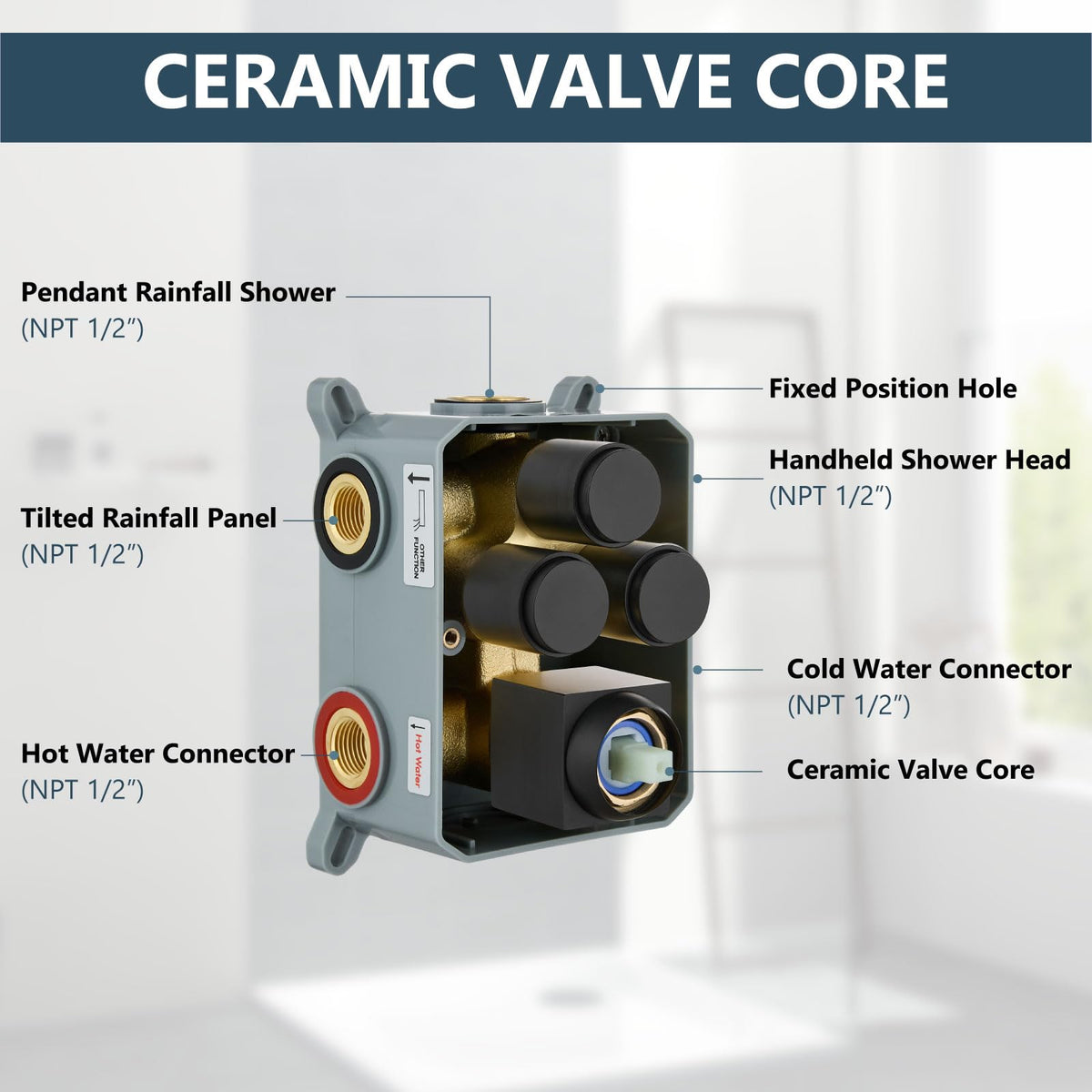 Aolemi valve body in brass ensures durable water control and longevity.