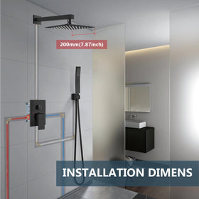 Aolemi wall-mounted shower system installed with a sleek matte finish