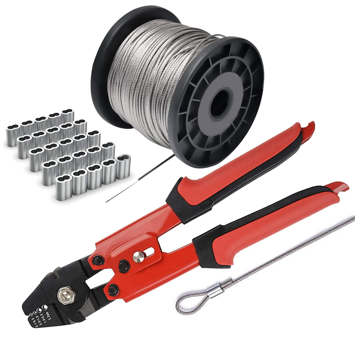 AOOCY wire rope crimping tool kit with pliers for secure connections.