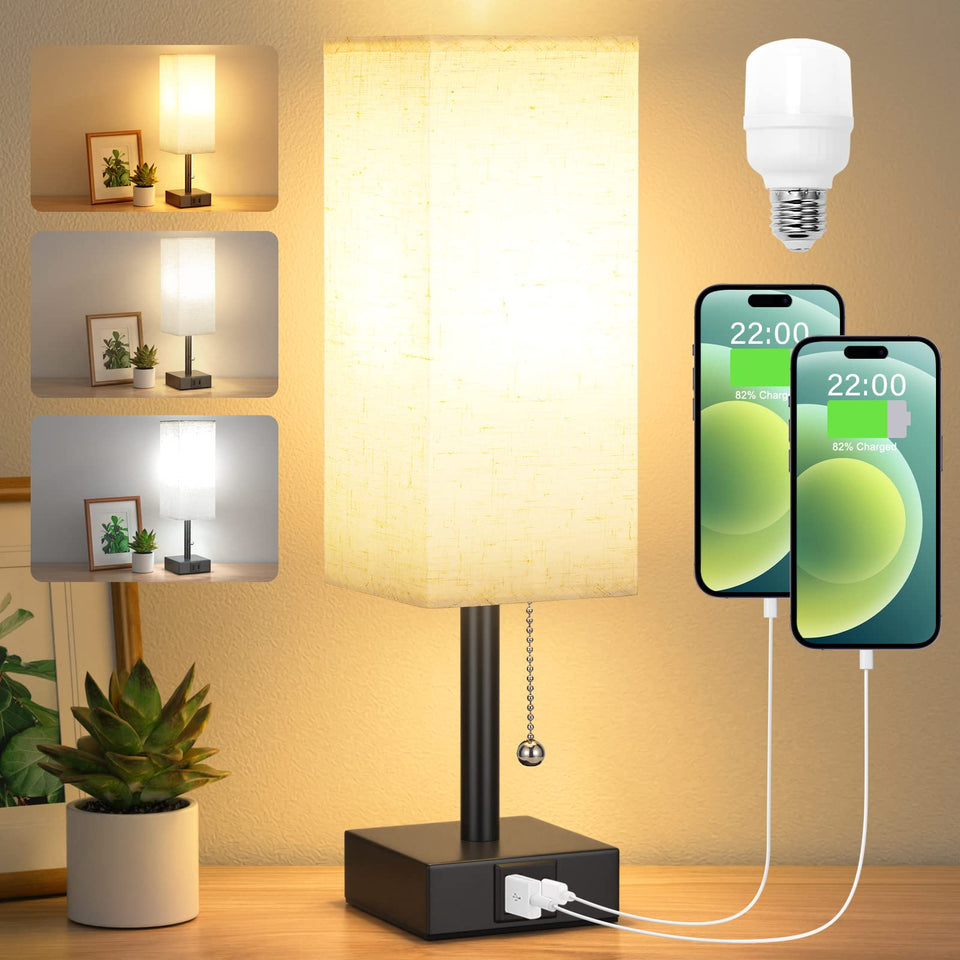aooshine bedside lamp showing 3 color temperatures for mood lighting.