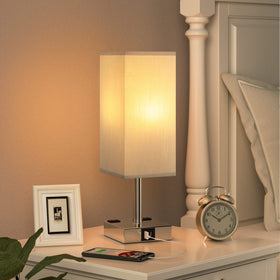 aooshine bedside lamp gray linen shade for a warm, relaxing glow