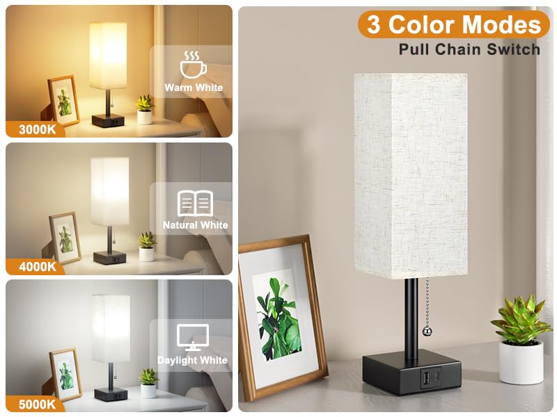aooshine bedside lamp pull-chain control for quick on/off and color adjustment.