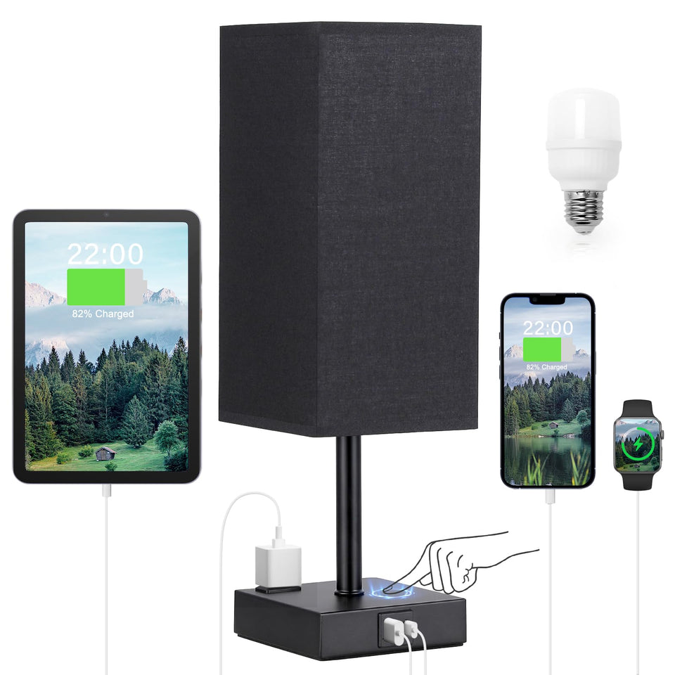 Aooshine black bedside lamp base for a sleek modern nightstand look.