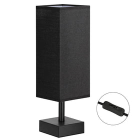 aooshine black small table lamp on nightstand with shade for warm reading light