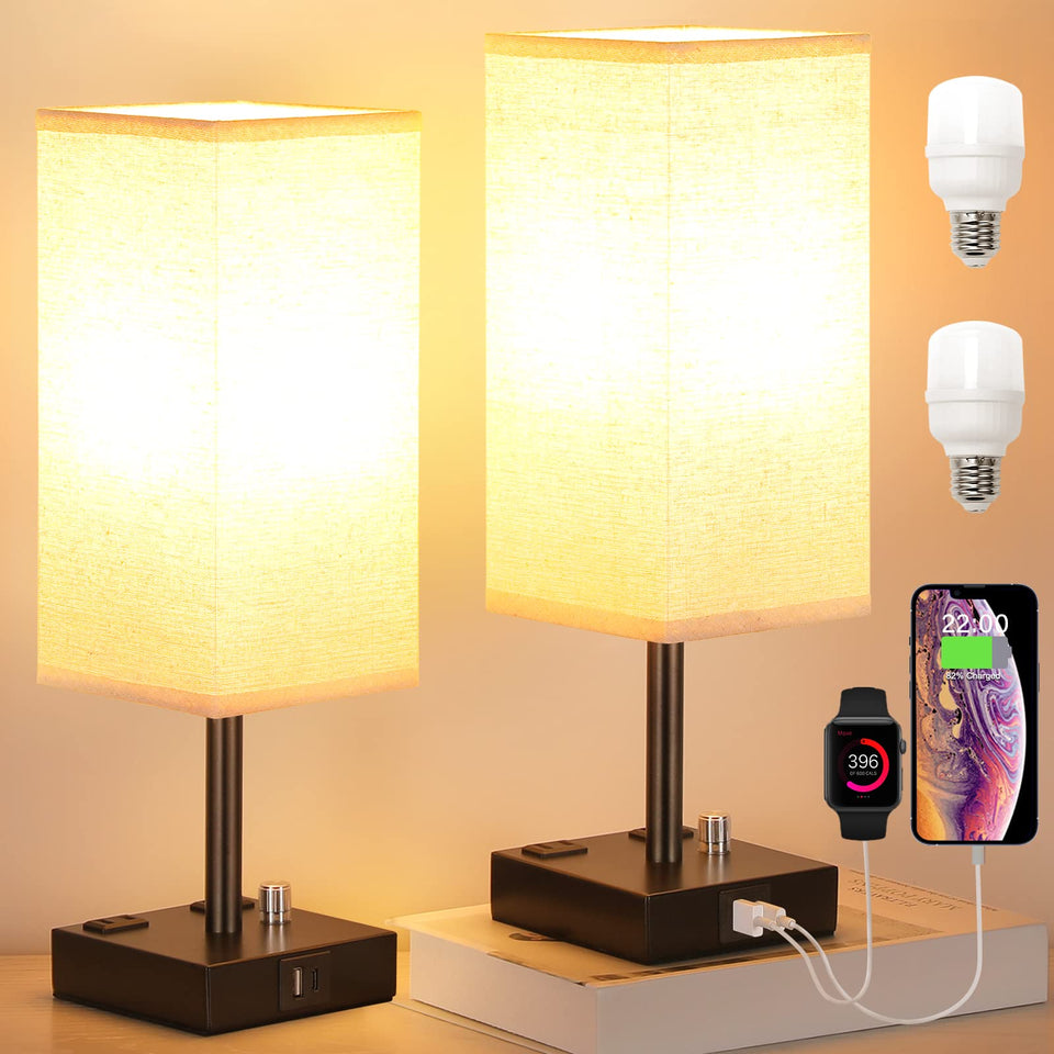 aooshine dimmable nightstand lamps set of 2 with warm, soft glow.