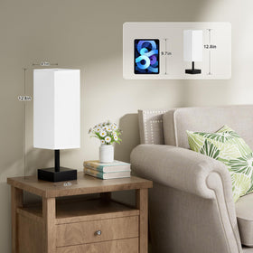 aooshine Minimalist nightstand lamp lit with ambient glow