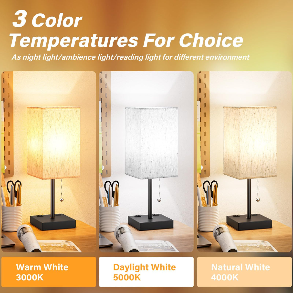 aooshine pull-chain bedside lamp for easy on/off control in any bedroom