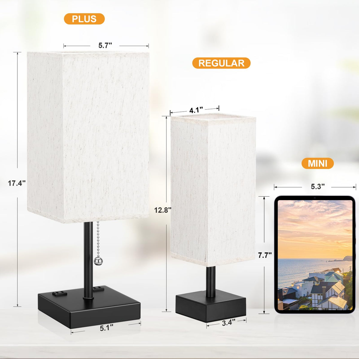 aooshine table lamp includes two outlets for simultaneous gadgets