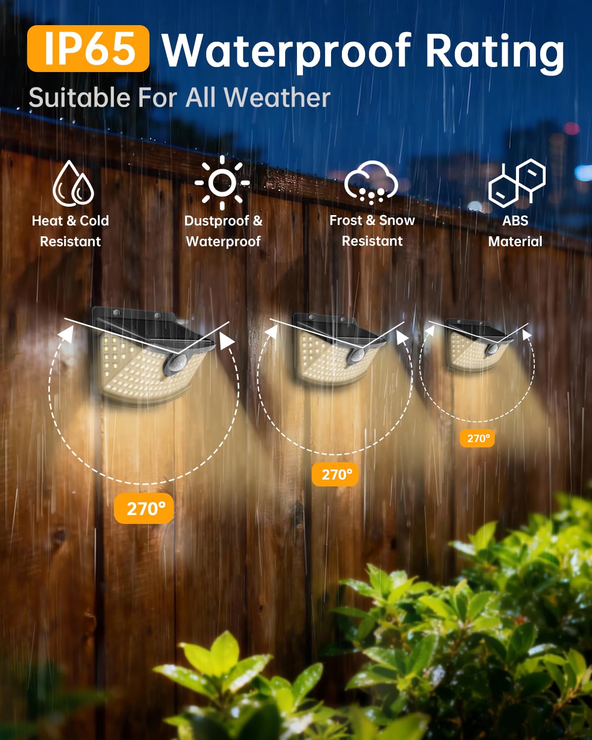 Aootek IP65 waterproof exterior lights withstand rain and sun.