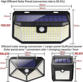 Aootek solar lights provide 270 degree wide-angle illumination for broad outdoor areas.