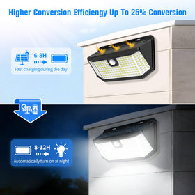 Aootek solar lights with motion sensor detect motion within 120 degrees for safer entry.