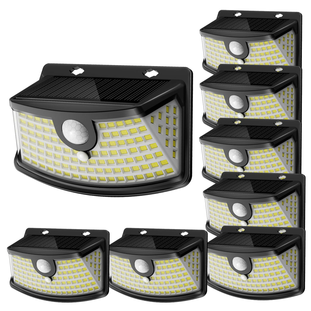 Aootek solar motion 120 LED front door step light enhances nighttime entry.