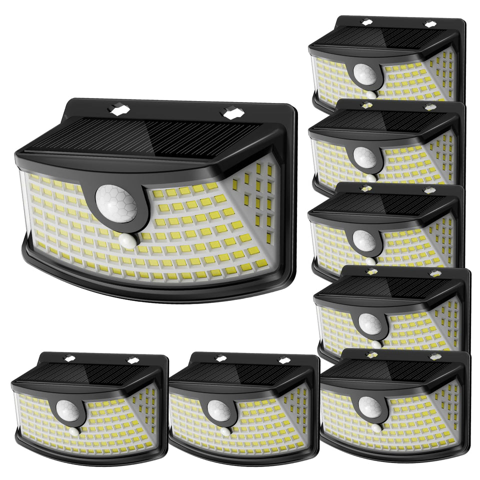 Aootek solar motion 120 LED front door step light enhances nighttime entry.