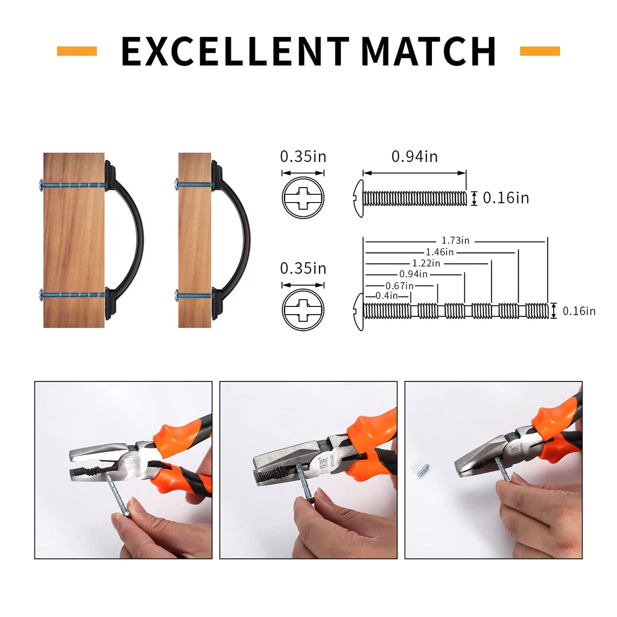 AOOTOCH 3-inch pulls include two screw options for different door thicknesses.